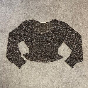 Active USA Black Floral Blouse